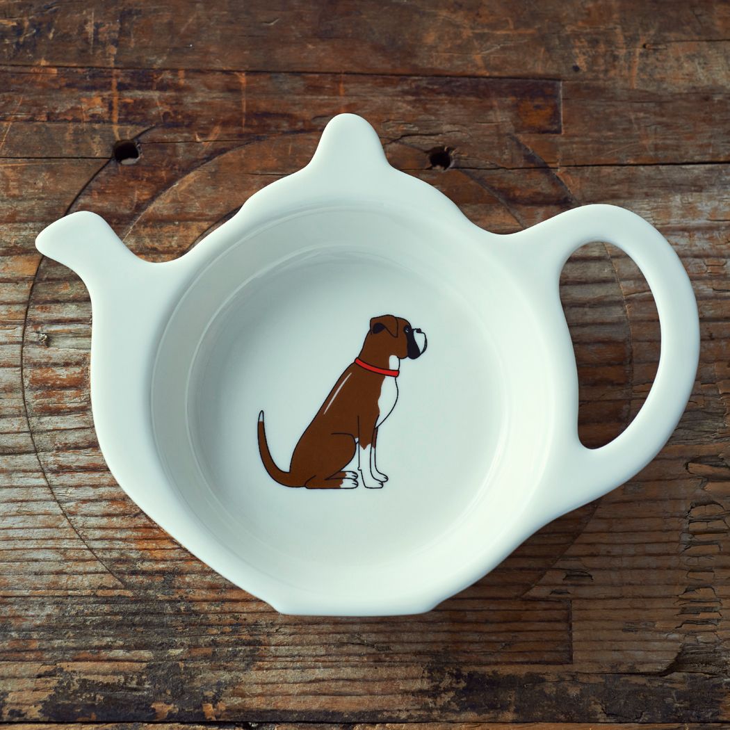 Dog Lover Gifts available at Dog Krazy Gifts – Archie the Boxer dog Teabag Dish - part of the Sweet William range available from www.DogKrazyGifts.co.uk