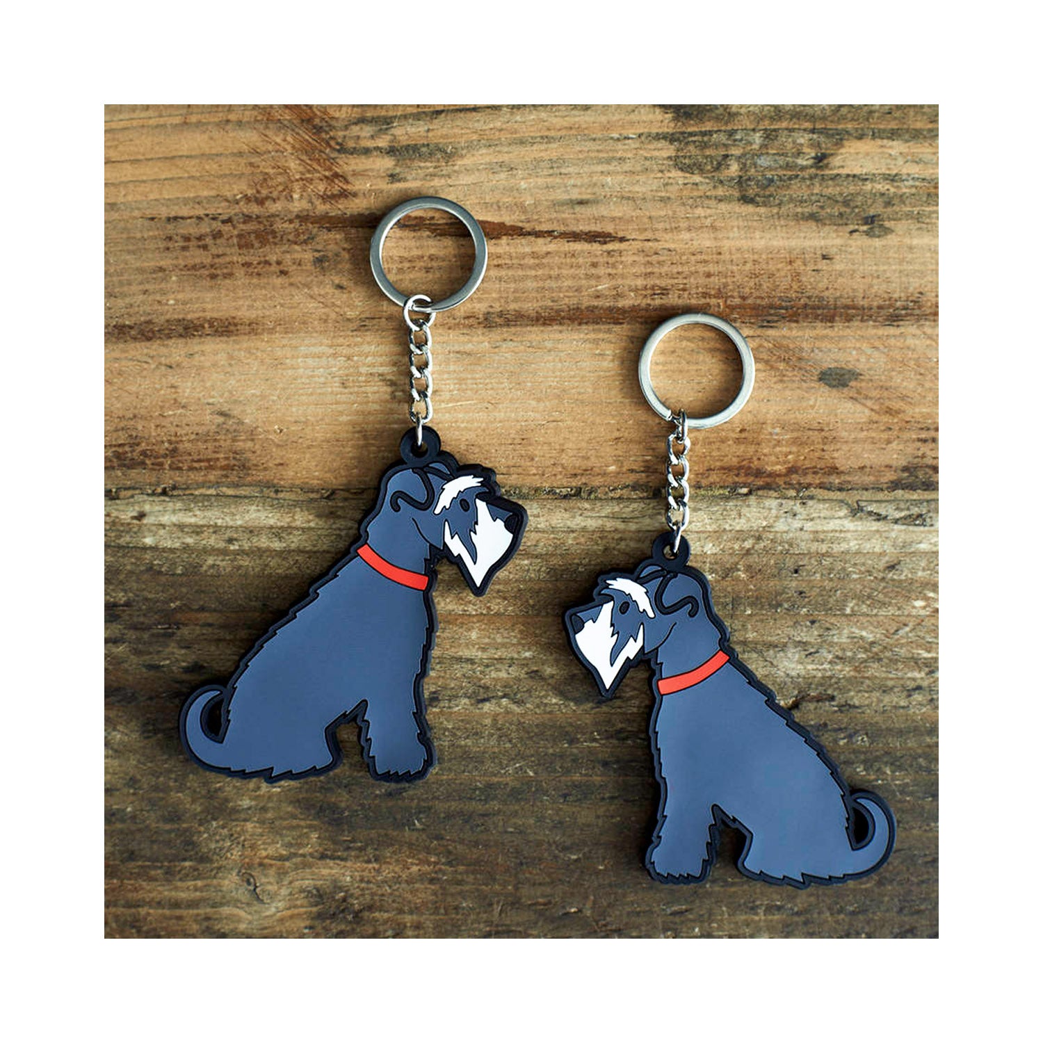 Dog Lover Gifts available at Dog Krazy Gifts - Eddie The Grey & White Schnauzer Keyring - part of the Sweet William range available from Dog Krazy Gifts