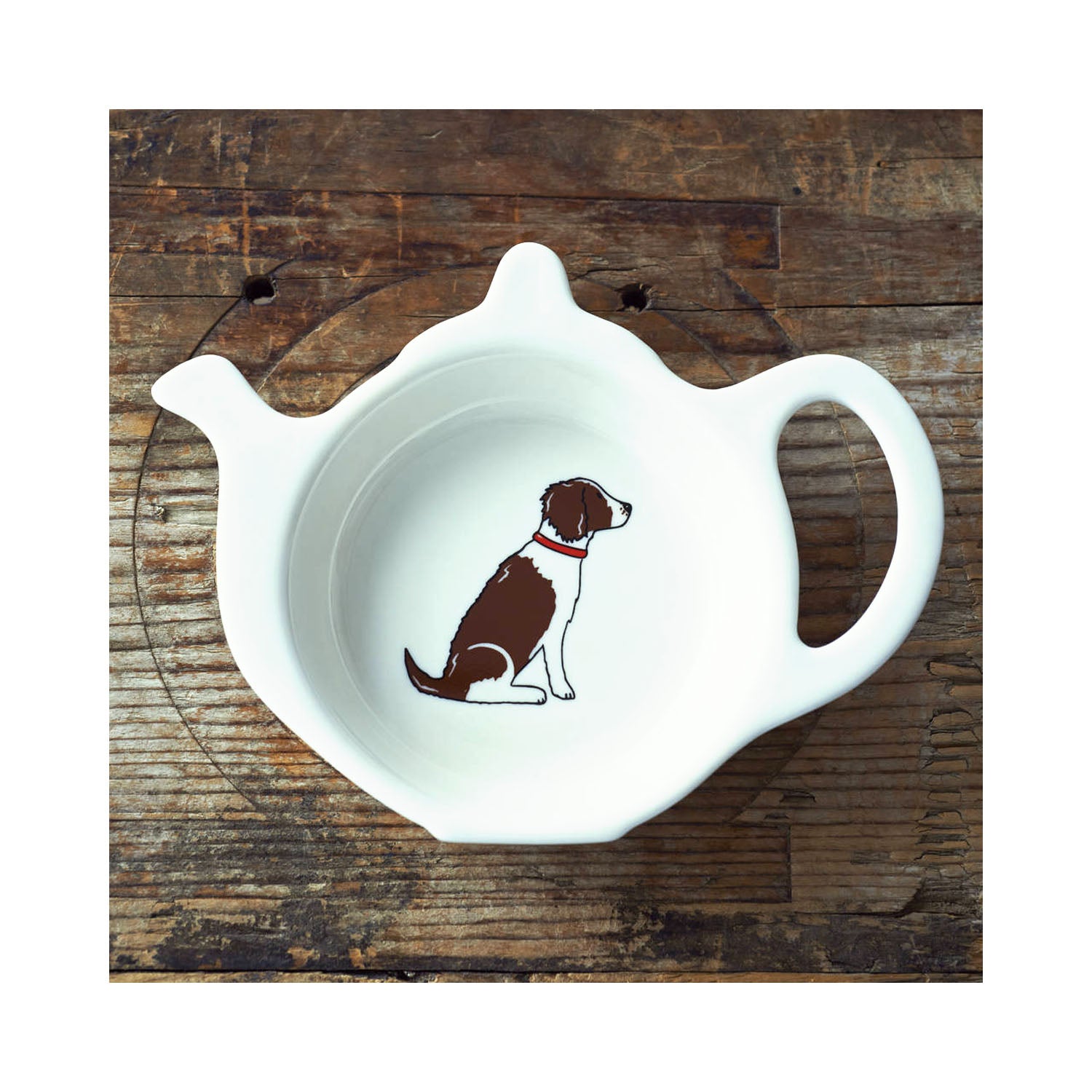 Dog Lover Gifts available at Dog Krazy Gifts - Gaby the Liver & White Springer Spaniel Teabag Dish - part of the Sweet William range available from Dog Krazy Gifts