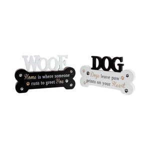 Dog Krazy Gifts - Standing Bone Signs In Black And White, Part Of The Wide Range of Dog Signs available from DogKrazyGifts.co.uk