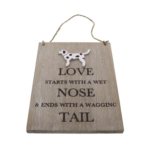 DogKrazy.Gifts – Bailey & Friends Inspirational Shabby Chic sign. “Love starts with a wet nose and ends with a wagging tail”