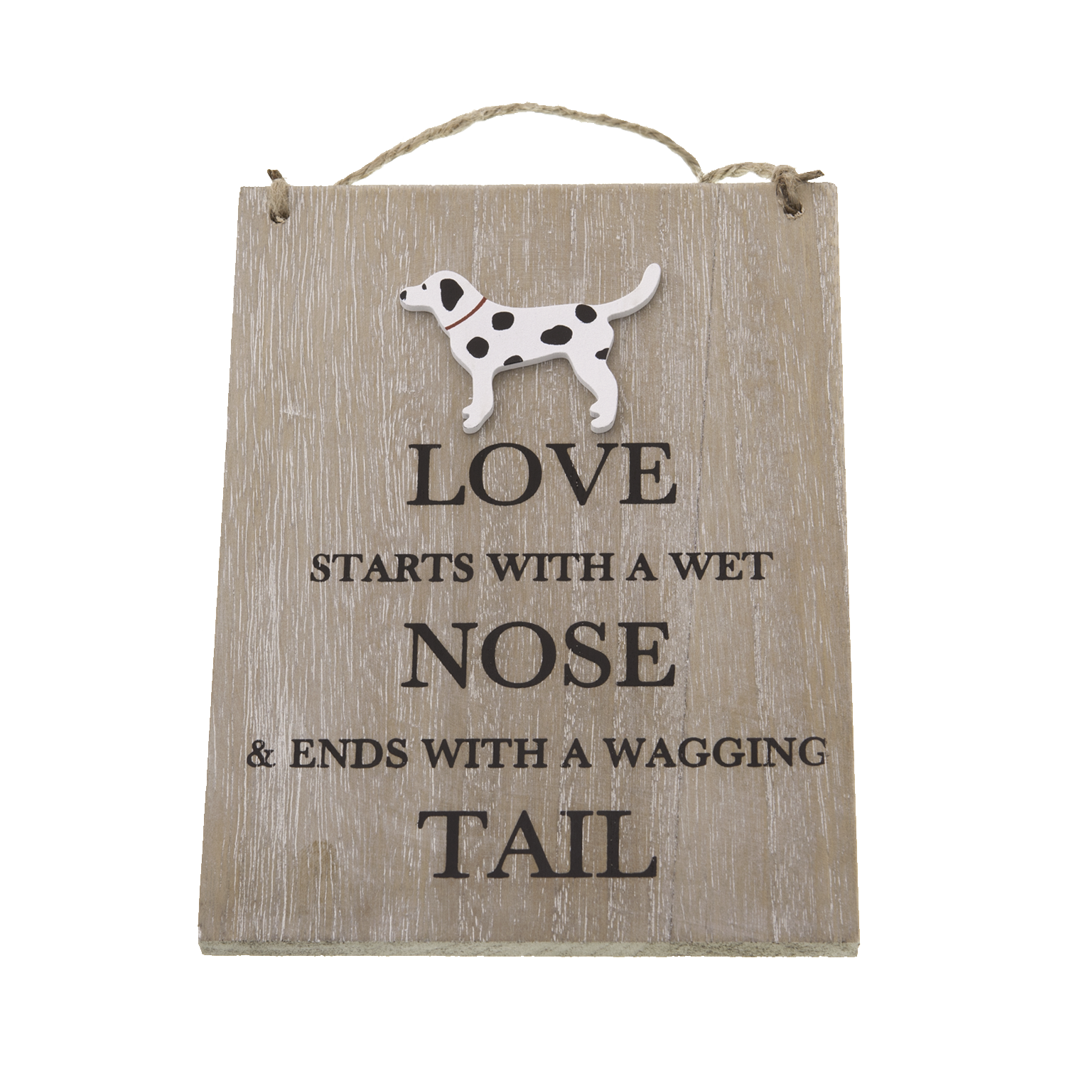 DogKrazy.Gifts – Bailey & Friends Inspirational Shabby Chic sign. “Love starts with a wet nose and ends with a wagging tail”