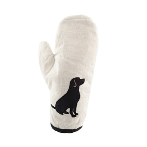 Dog Lover Gifts available at Dog Krazy Gifts - Black Labrador motif on cream oven glove, part of the Black Dog range available from Dog Krazy Gifts