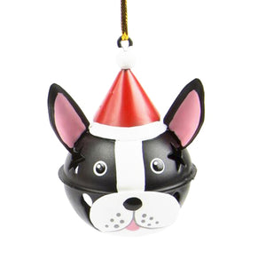 DogKrazy.Gifts – Christmas Tree bell bauble in the shape of a Black and White Dog's head available from Dog Krazy Gifts