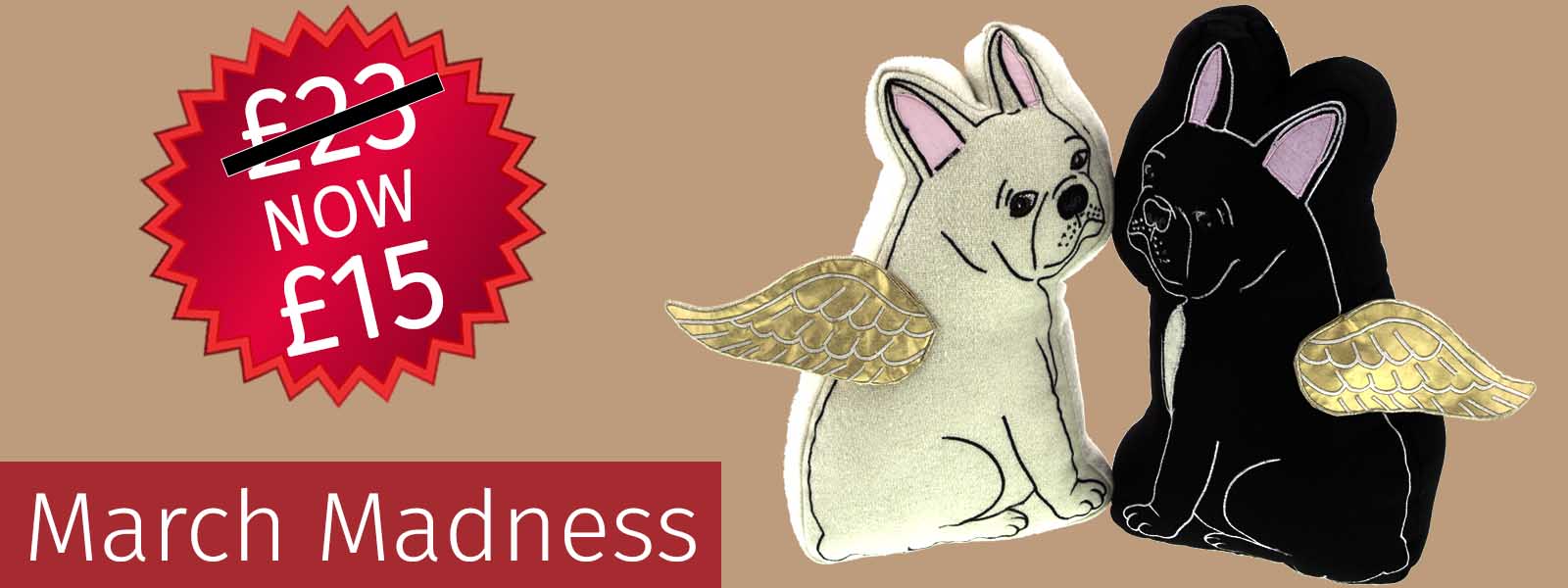 FRENCH BULLDOG WITH WINGS CUSHION