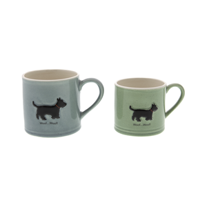 DogKrazy.Gifts – Bailey & Friends shabby chic Scottie Dog – 150ml and 250ml Scottish Terrier mugs. Part of the Bailey & Friends range of mugs and all available from Dog Krazy Gifts