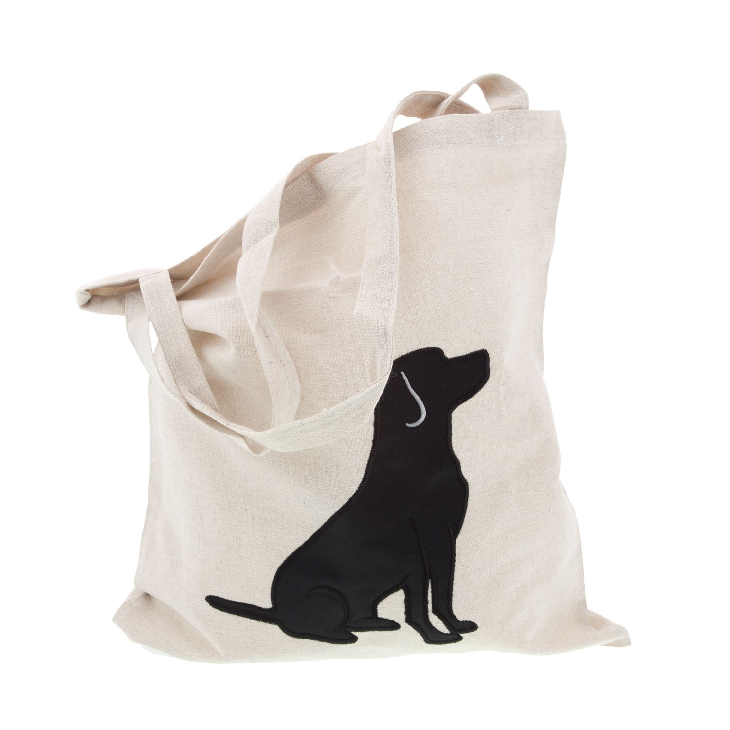 Dog Lover Gifts available at Dog Krazy Gifts - Black Labrador motif on cream Tote Bag, part of the Black Dog range available from Dog Krazy Gifts