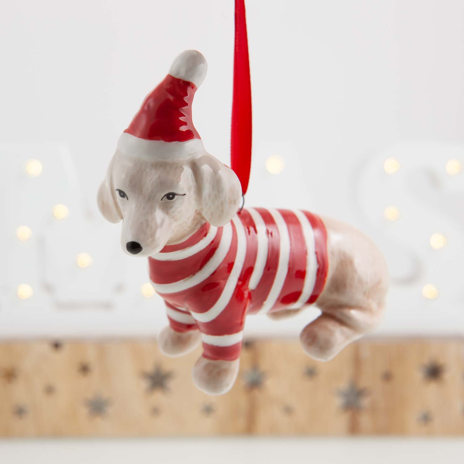 Dog Krazy Gifts -  Ceramic Hanging Dachshund Decoration available from the Christmas Grotto at DogKrazyGifts.co.uk