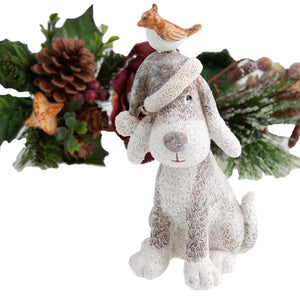 Dog Krazy Gifts - Dog in Hat with Bird Christmas Decoration - available from the Christmas Grotto at DogKrazyGifts.co.uk