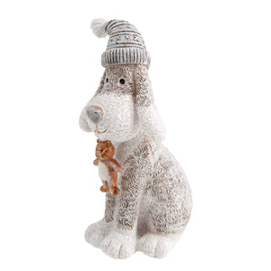 Dog Krazy Gifts - Dog in Hat ith Teddy Bear Christmas Decoration - available from the Christmas Grotto at DogKrazyGifts.co.uk