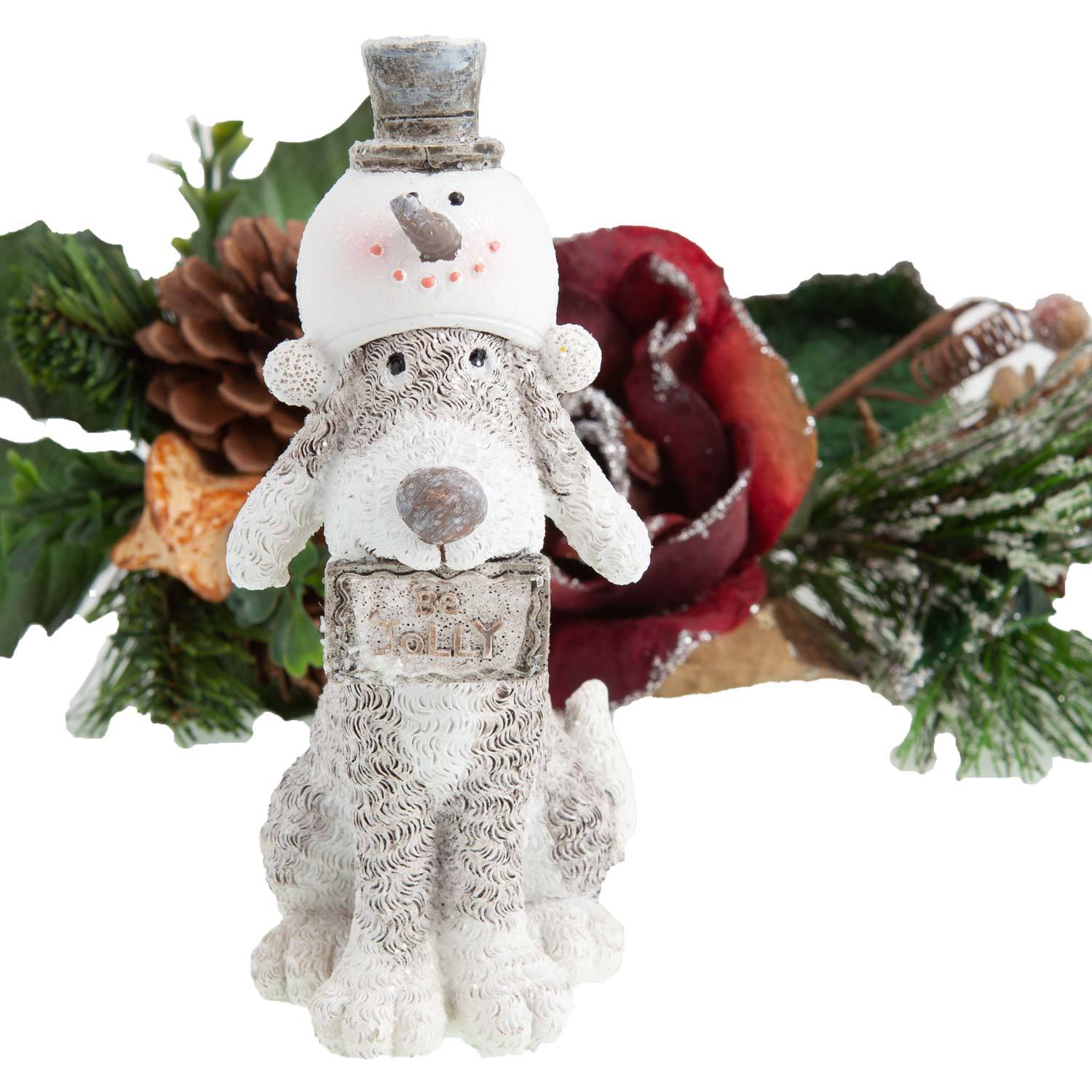 Dog Krazy Gifts - Dog in Snowman Hat Christmas Decoration - available from the Christmas Grotto at DogKrazyGifts.co.uk