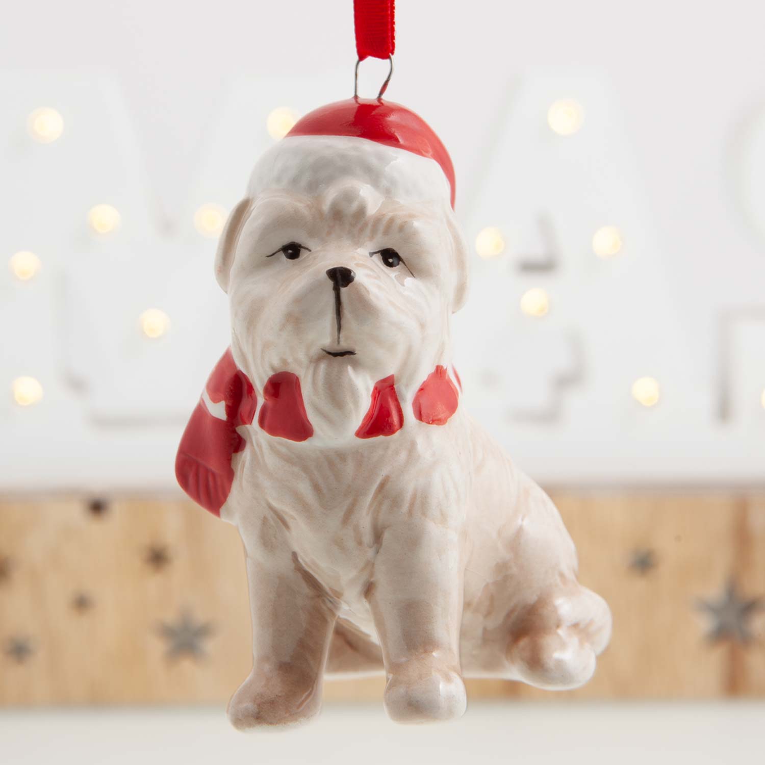 Dog Krazy Gifts -  Ceramic Hanging Dog Decoration available from the Christmas Grotto at DogKrazyGifts.co.uk