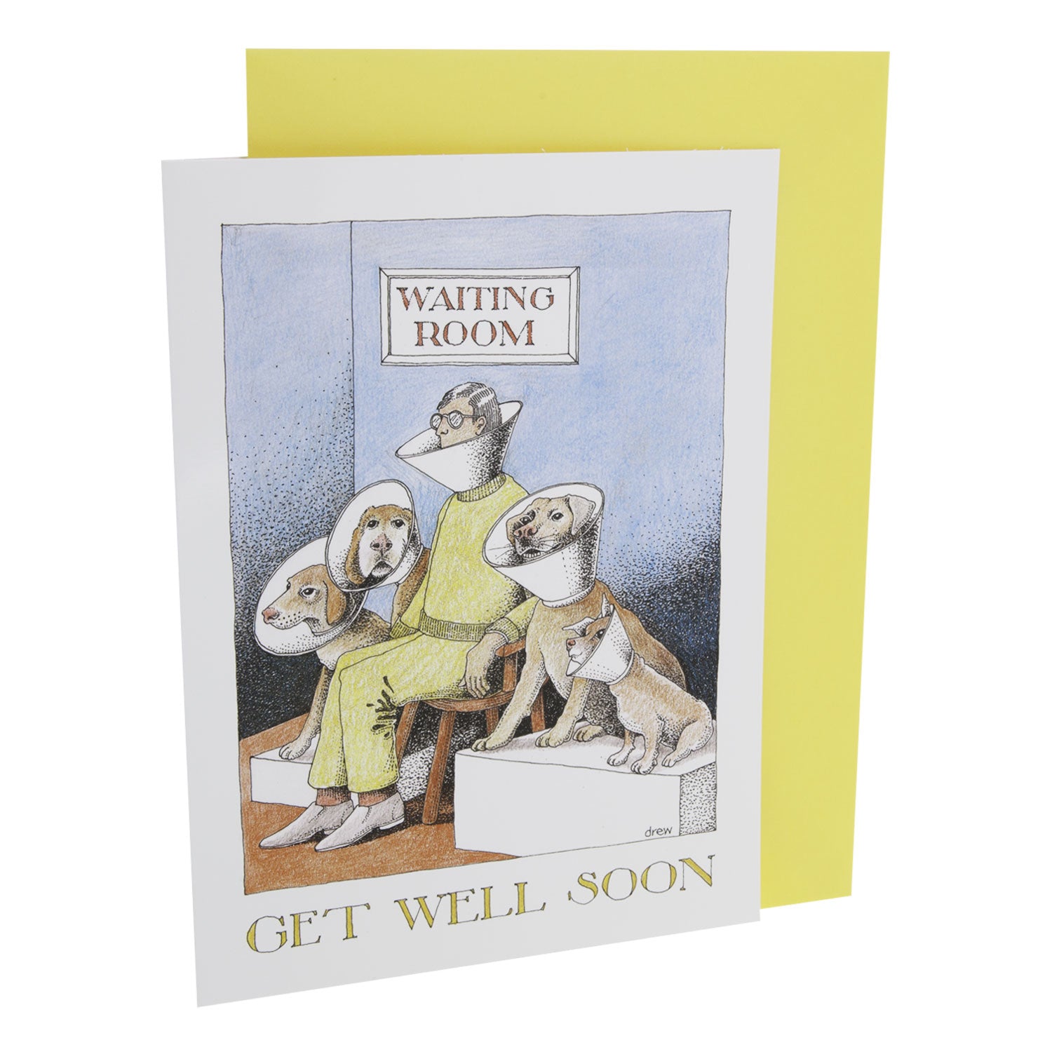 DogKrazyGifts – Simon Drew Lampshades Get Well Card - Humorous card  Part of the Simon Drew Dog Collection available from Dog Krazy Gifts