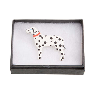 Dog Lover Gifts available at Dog Krazy Gifts – Ceramic Chocolate Labrador Brooch by Mary Goldberg of Stockwell Ceramics, Just Part Of Our Collection Of Dalmatian Themed Gifts, Available At www.dogkrazygifts.co.uk