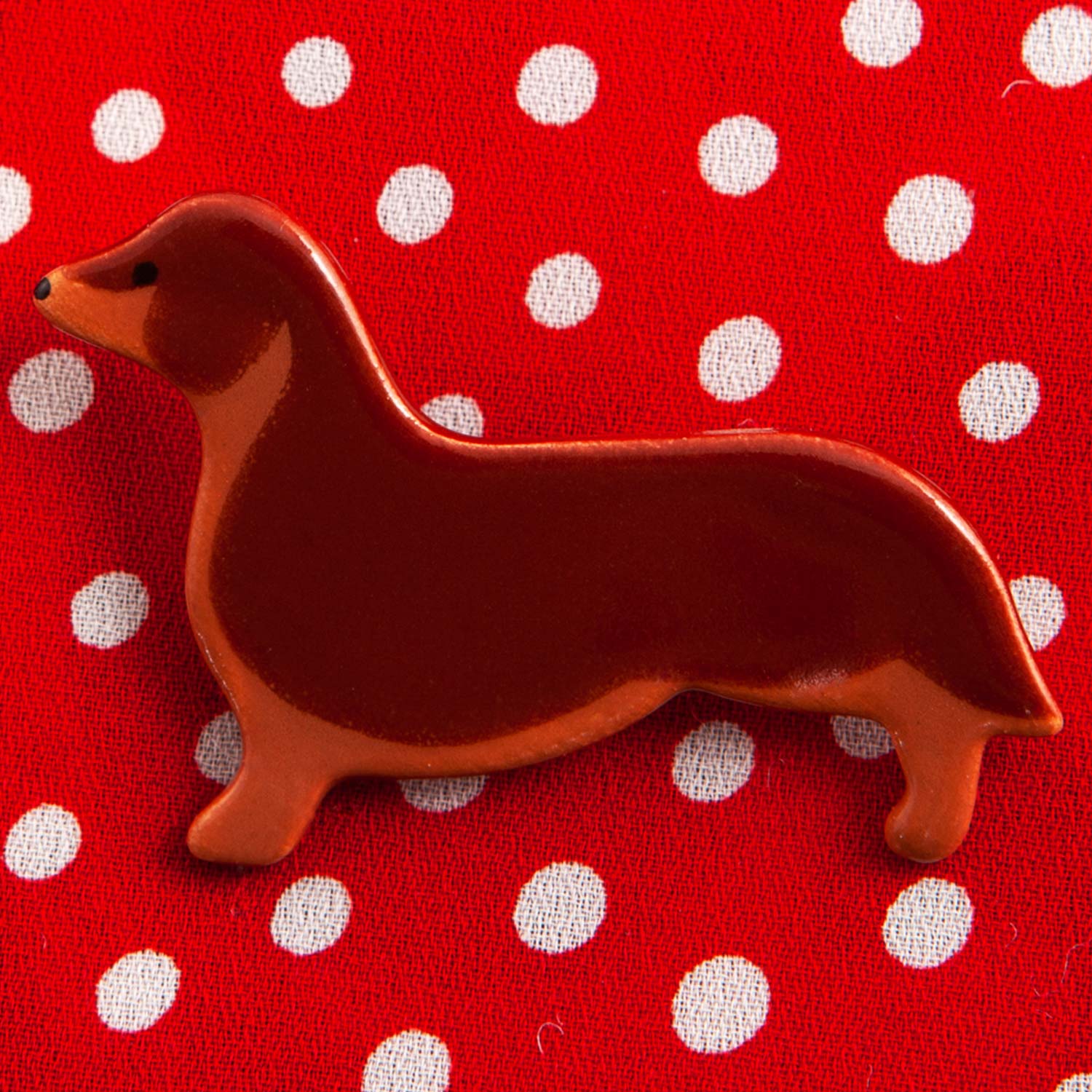 Dog Lover Gifts available at Dog Krazy Gifts – Ceramic Chocolate Labrador Brooch by Mary Goldberg of Stockwell Ceramics, Just Part Of Our Collection Of Dachshund Themed Gifts, Available At www.dogkrazygifts.co.uk