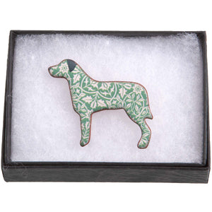 Dog Lover Gifts available at Dog Krazy Gifts – Ceramic Green William Morris Large Breed Brooch by Mary Goldberg of Stockwell Ceramics, Just Part Of Our Collection Of Dog Themed Gifts, Available At www.dogkrazygifts.co.uk