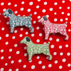 Dog Lover Gifts available at Dog Krazy Gifts – Ceramic Blue William Morris Terrier Brooch by Mary Goldberg of Stockwell Ceramics, Just Part Of Our Collection Of Terrier Themed Gifts, Available At www.dogkrazygifts.co.uk