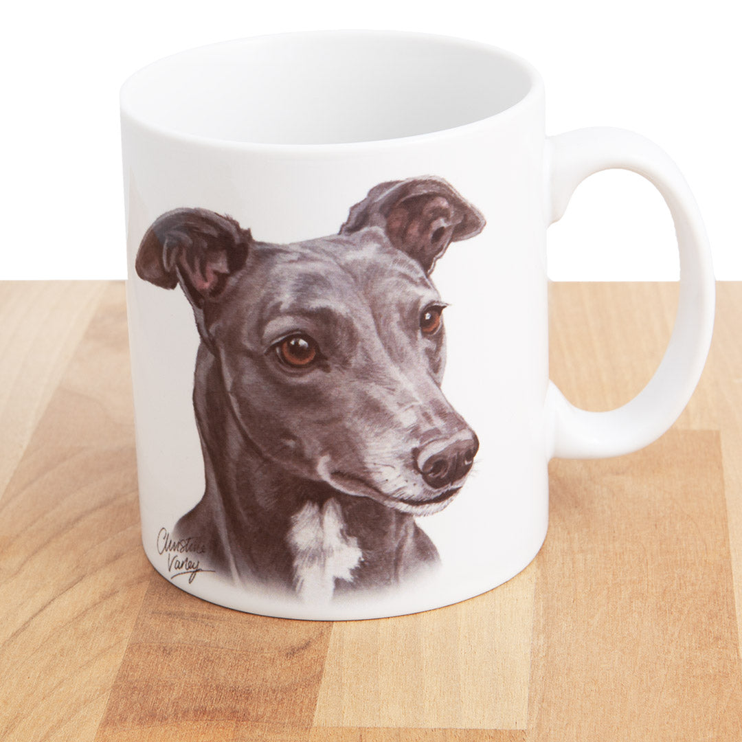 Dog Lover Gifts available at Dog Krazy Gifts - Blue Grey Hound Mug, part of our Christine Varley collection – available at www.dogkrazygifts.co.uk