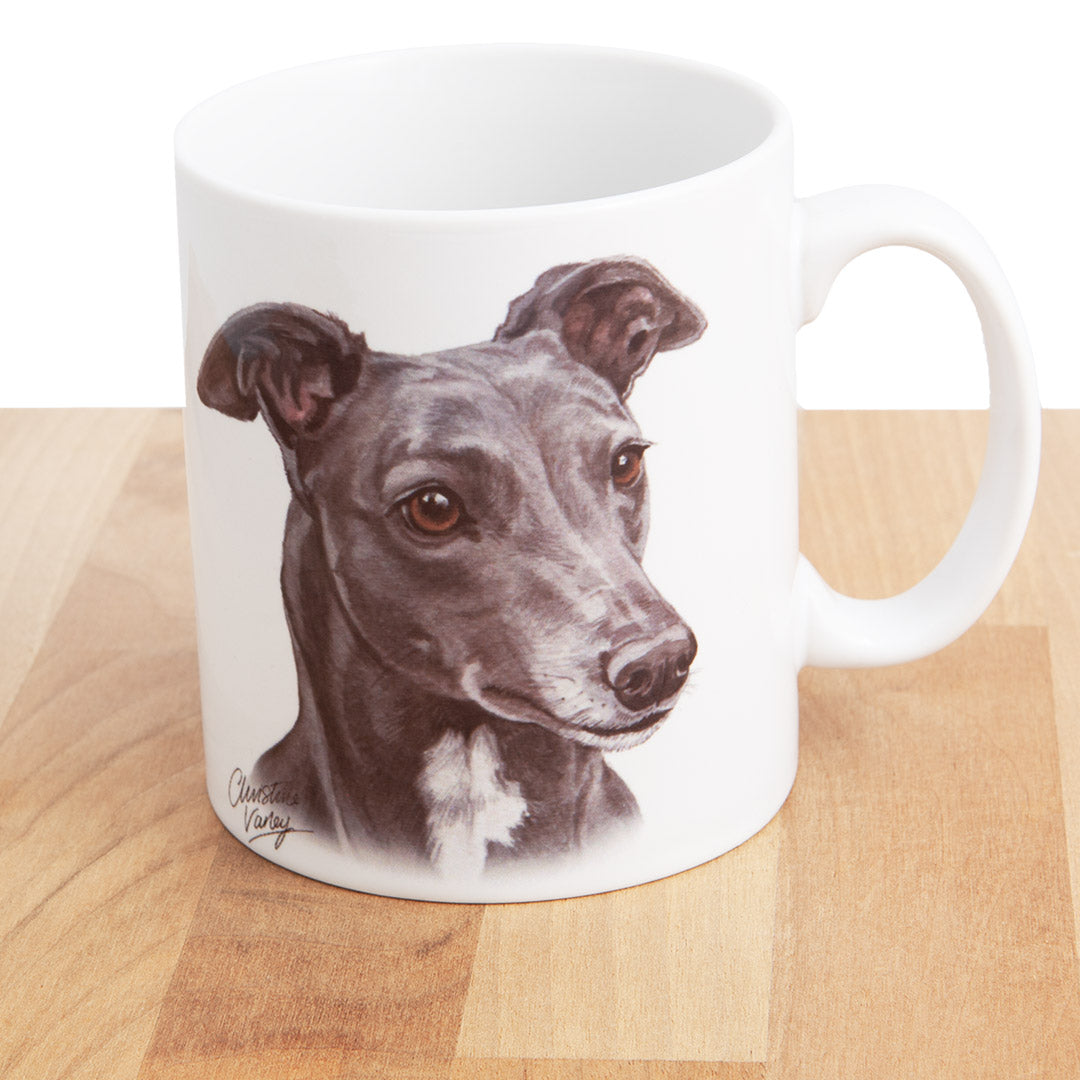 Dog Lover Gifts available at Dog Krazy Gifts - Blue Grey Hound Mug, part of our Christine Varley collection – available at www.dogkrazygifts.co.uk