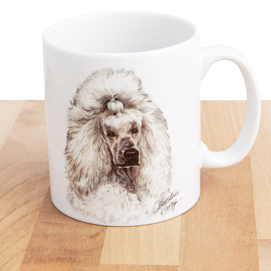 Dog Lover Gifts available at Dog Krazy Gifts - White Standard Poodle Mug, part of our Christine Varley collection – available at www.dogkrazygifts.co.uk