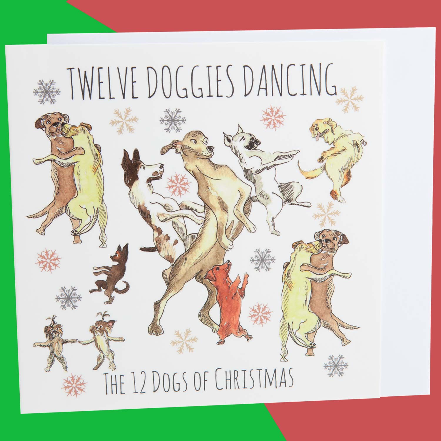 Dog Krazy Gifts - Twelve Doggies Dancing - Part of the 12 Dogs of Christmas card collection available from DogKrazyGifts.co.uk