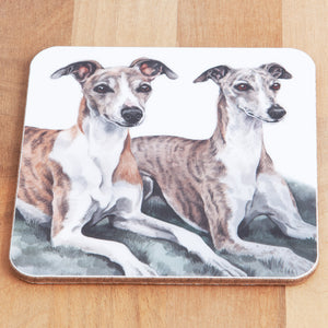 Dog Lover Gifts available at Dog Krazy Gifts - Brindle Whippets Mug and Coaster set, part of our Christine Varley collection – available at www.dogkrazygifts.co.uk