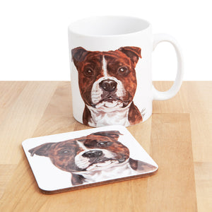 Dog Lover Gifts available at Dog Krazy Gifts - Staffordshire Bull Terrier Mug and Coaster set, part of our Christine Varley collection – available at www.dogkrazygifts.co.uk