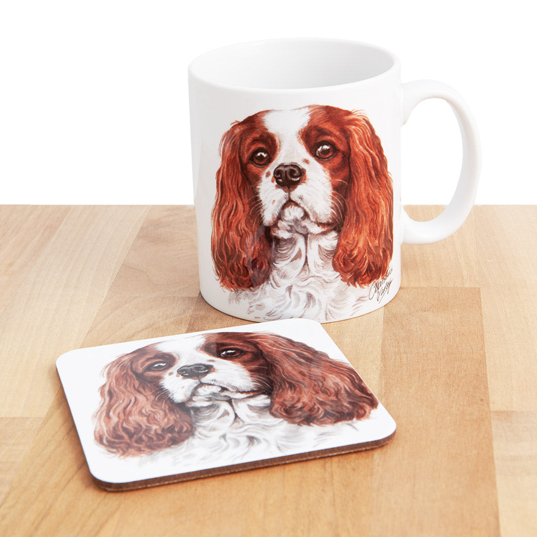 Dog Lover Gifts available at Dog Krazy Gifts - Cavalier King Charles Mug and Coaster set, part of our Christine Varley collection – available at www.dogkrazygifts.co.uk