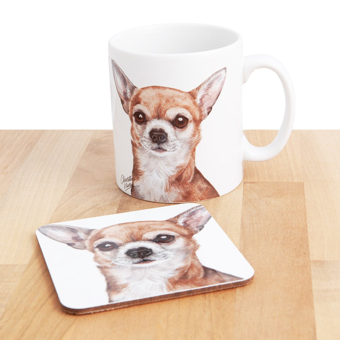 Dog Lover Gifts available at Dog Krazy Gifts - Chihuahua Mug and Coaster set, part of our Christine Varley collection – available at www.dogkrazygifts.co.uk