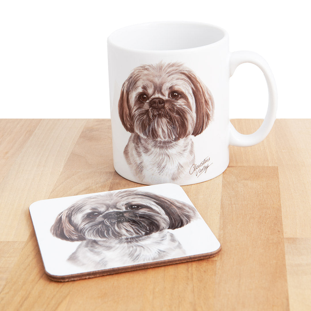 Dog Lover Gifts available at Dog Krazy Gifts - Lhasa Apso Mug and Coaster set, part of our Christine Varley collection – available at www.dogkrazygifts.co.uk