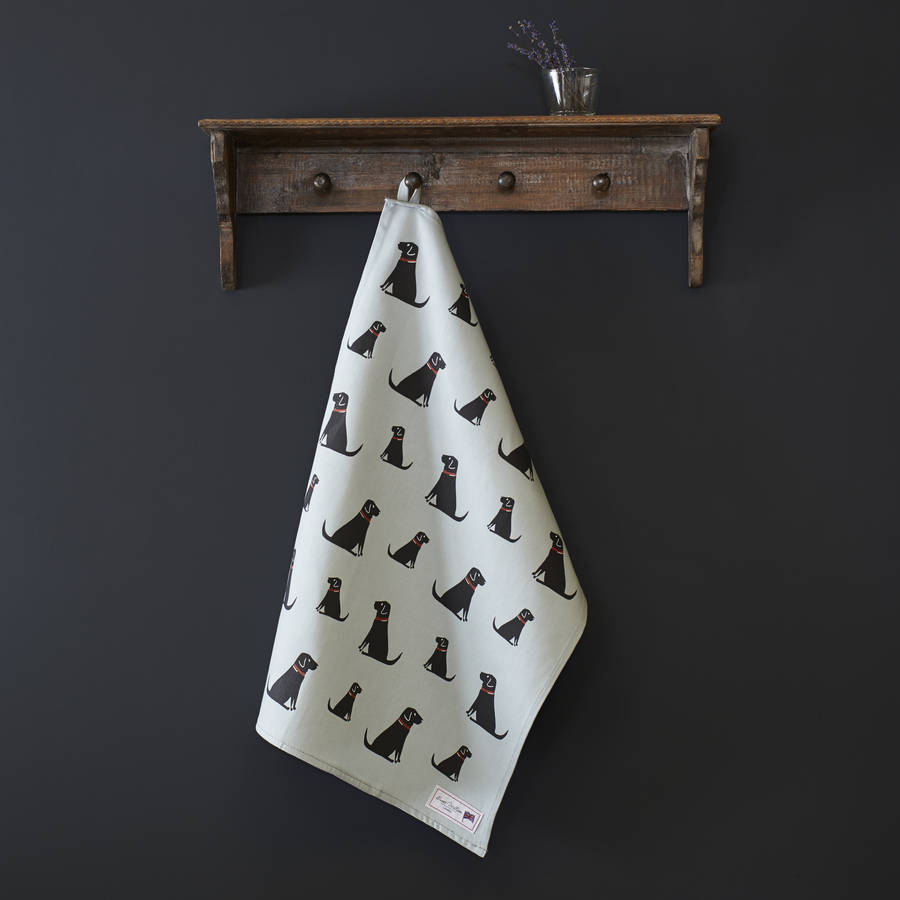 Dog Lover Gifts - Dog Krazy Gifts – Black Labrador Organic Tea Towel - part of the Sweet William range available from www.DogKrazyGifts.co.uk