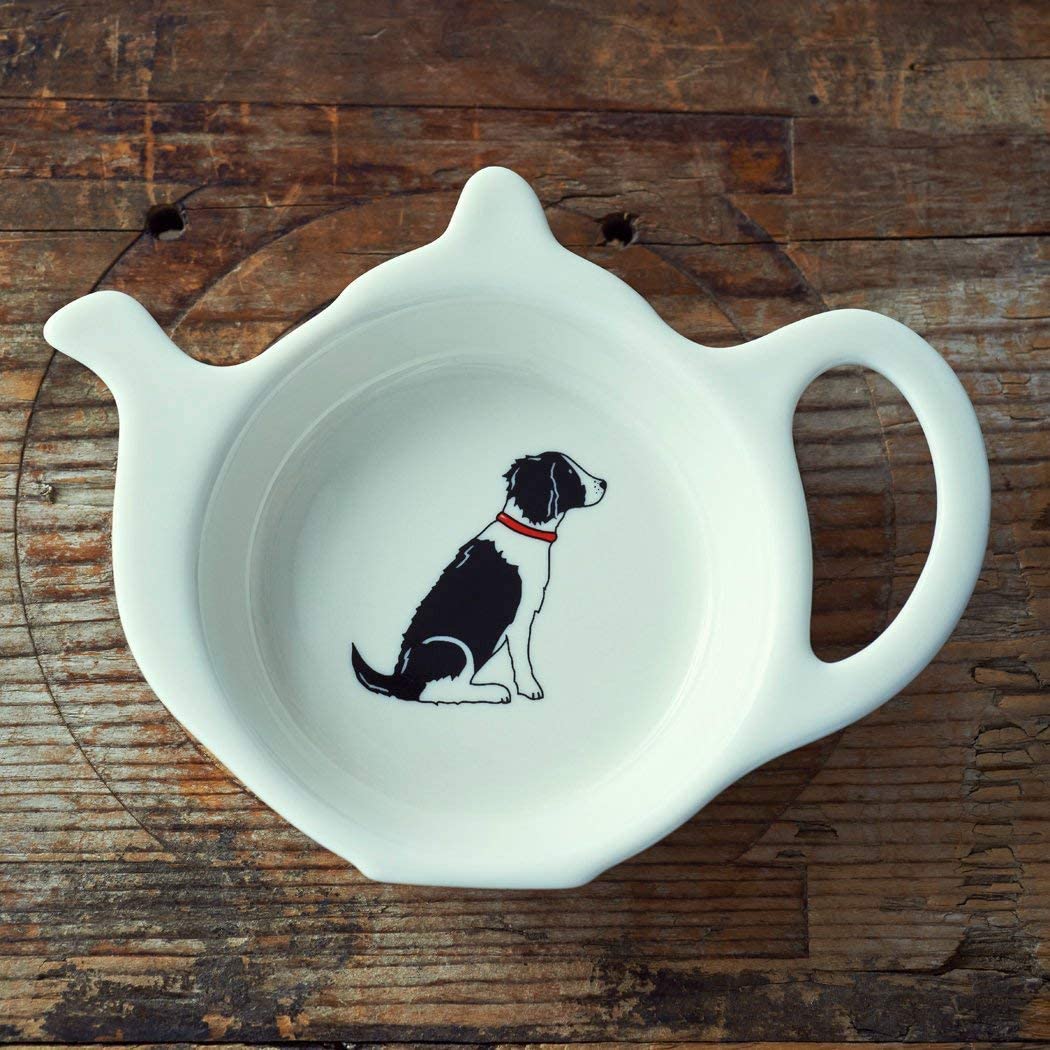 Dog Lover Gifts available at Dog Krazy Gifts - Black & WHite SPringer Spaniel Teabag Dish Charles – available at www.dogkrazygifts.co.uk