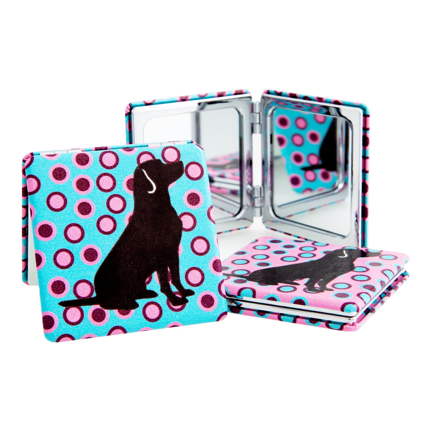 Dog Lover Gifts from Dog Krazy Gifts - Pink and Blue Compact Labrador Mirrors available at DogKrazyGifts.co.uk