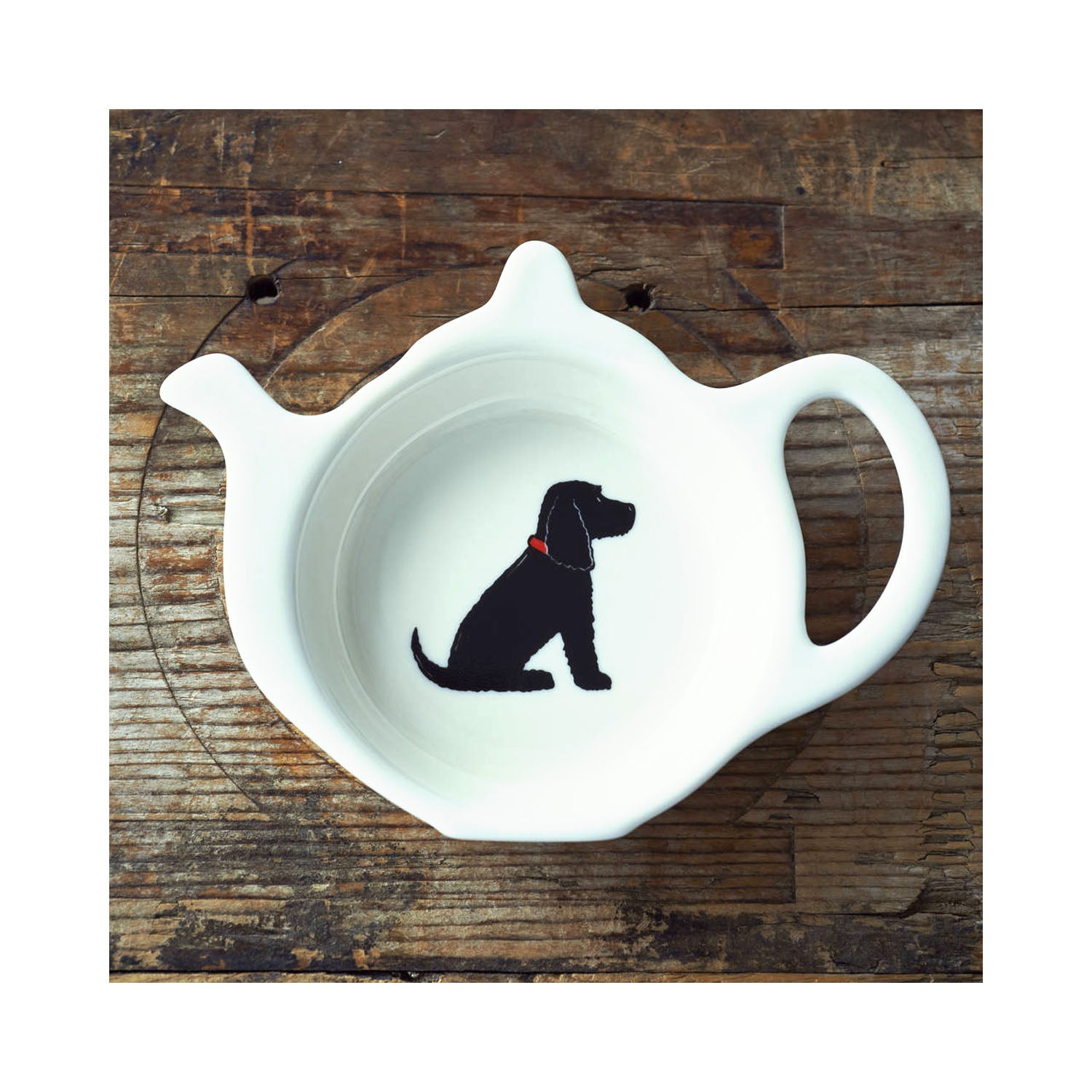 Dog Lover Gifts available at Dog Krazy Gifts - Hugo The Black Cocker Spaniel Teabag Dish - part of the Sweet William range available from Dog Krazy Gifts