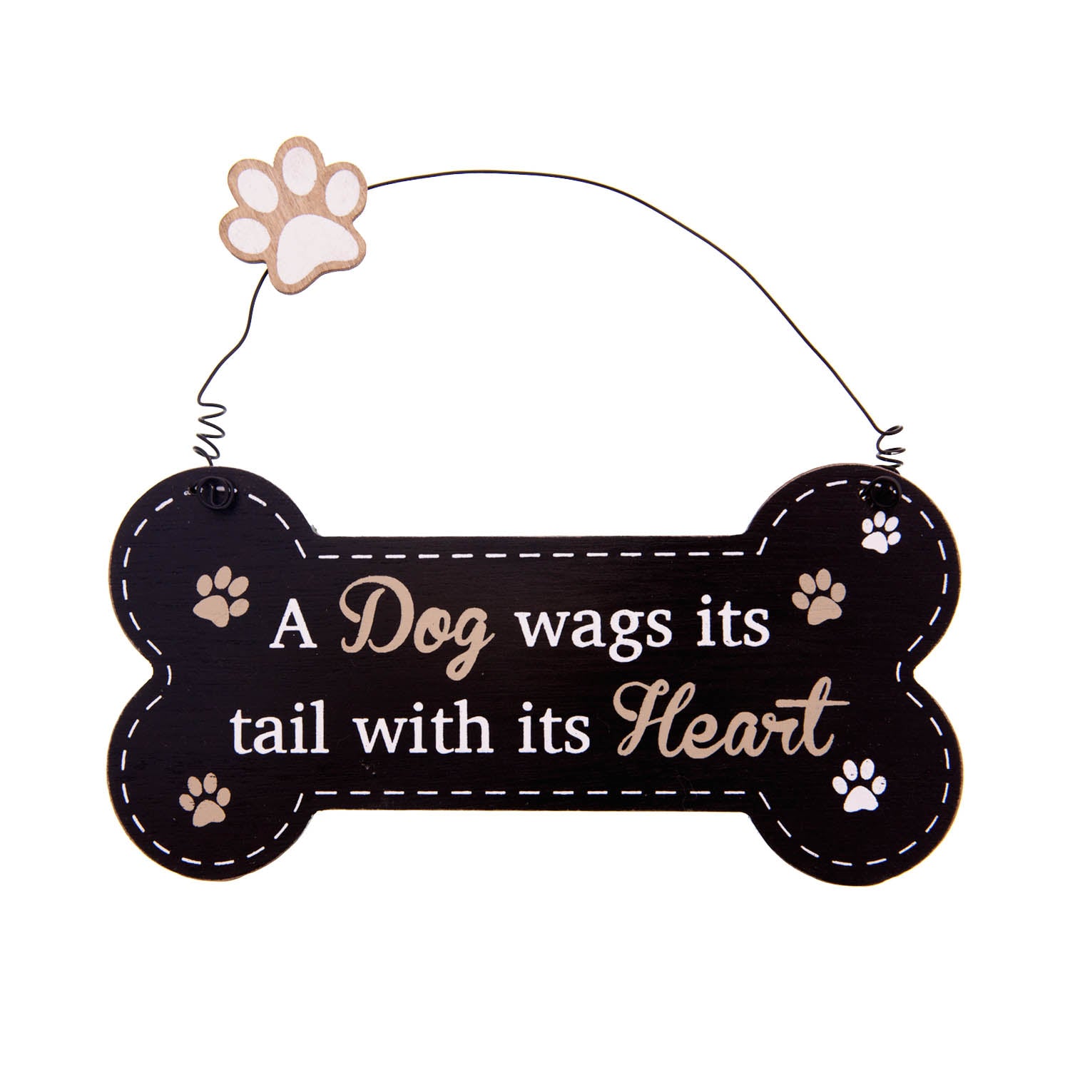 DogKrazyGifts - Doggie Pals Hanging Bone - A Dog wags its tail with its Heart - part of the range of Dog Themed Signs available from Dog Krazy Gifts