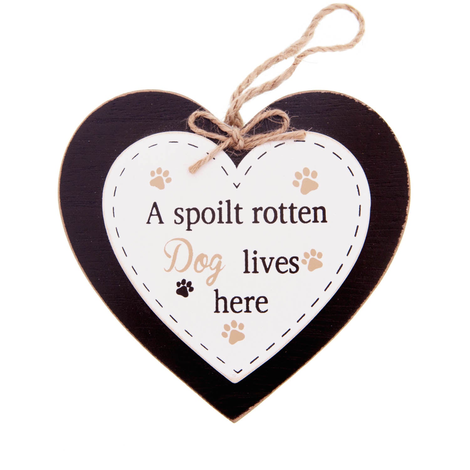 DogKrazyGifts - Doggie Pals Hanging Heart - A spoilt rotten Dog lives here - part of the range of Dog Themed Signs available from Dog Krazy Gifts