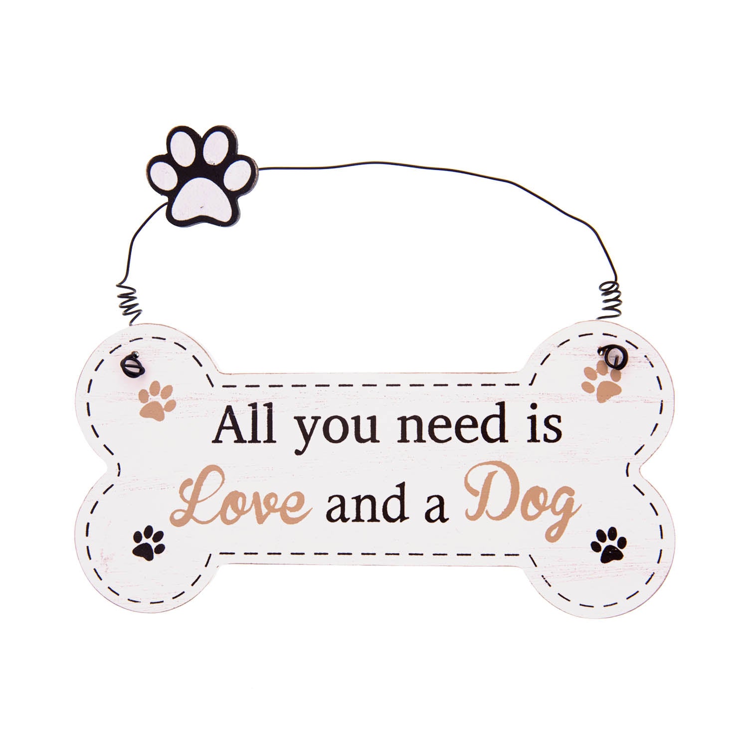 DogKrazyGifts - Doggie Pals Hanging Bone - All you need is Love and a Dog - part of the range of Dog Themed Signs available from Dog Krazy Gifts