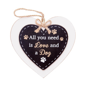 DogKrazyGifts - Doggie Pals Hanging Heart - All you need is Love and a Dog - part of the range of Dog Themed Signs available from Dog Krazy Gifts