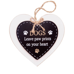 DogKrazyGifts - Doggie Pals Hanging Heart - DOGS Leave paw prints on your heart - part of the range of Dog Themed Signs available from Dog Krazy Gifts