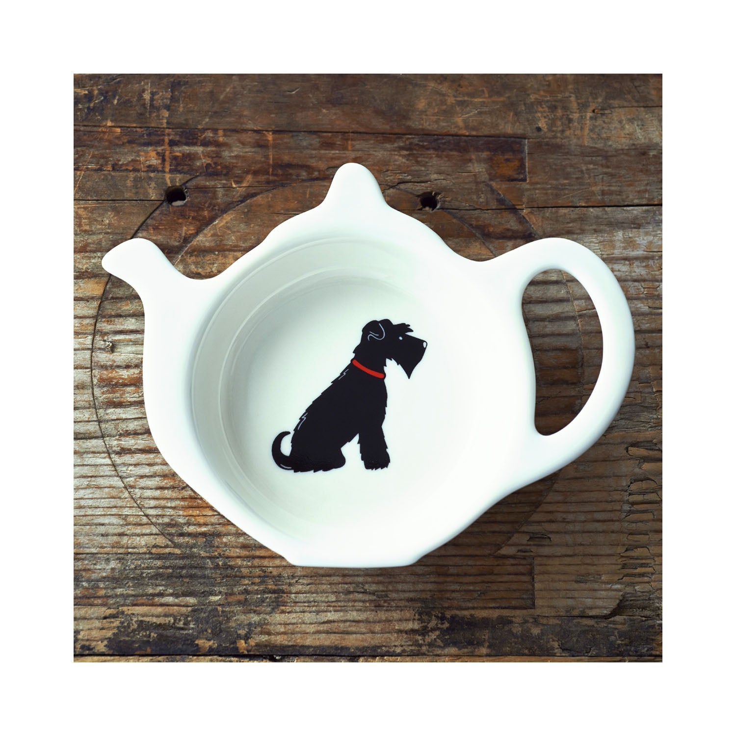Dog Lover Gifts available at Dog Krazy Gifts - Ernie The Black Schnauzer Teabag Dish - part of the Sweet William range available from Dog Krazy Gifts