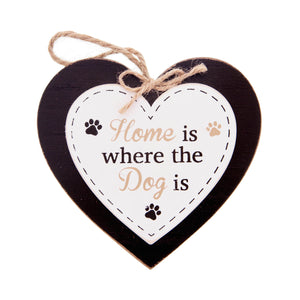 DogKrazyGifts - Doggie Pals Hanging Heart - Home is where the Dog is - part of the range of Dog Themed Signs available from Dog Krazy Gifts