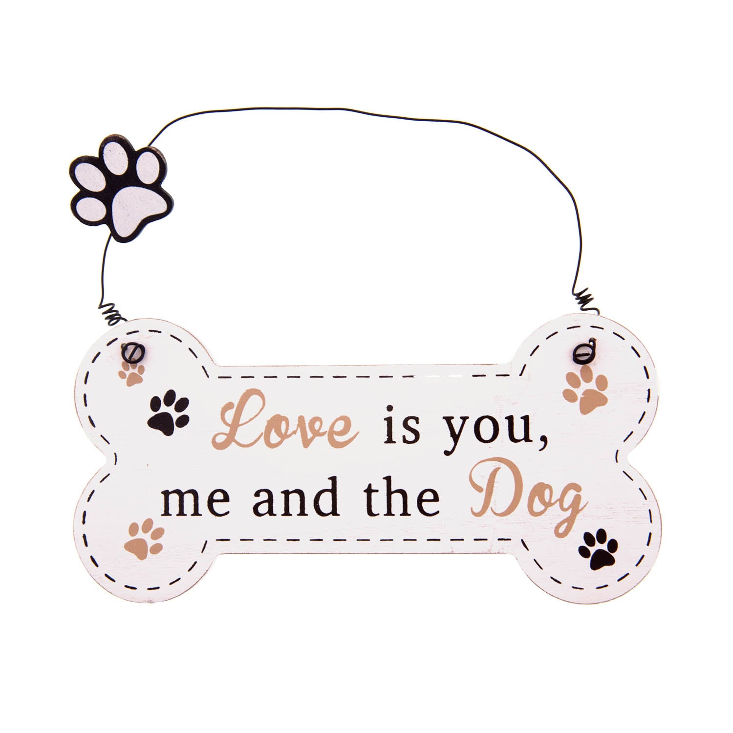 DogKrazyGifts - Doggie Pals Hanging Bone - Love Is you, me and the Dog - part of the range of Dog Themed Signs available from Dog Krazy Gifts