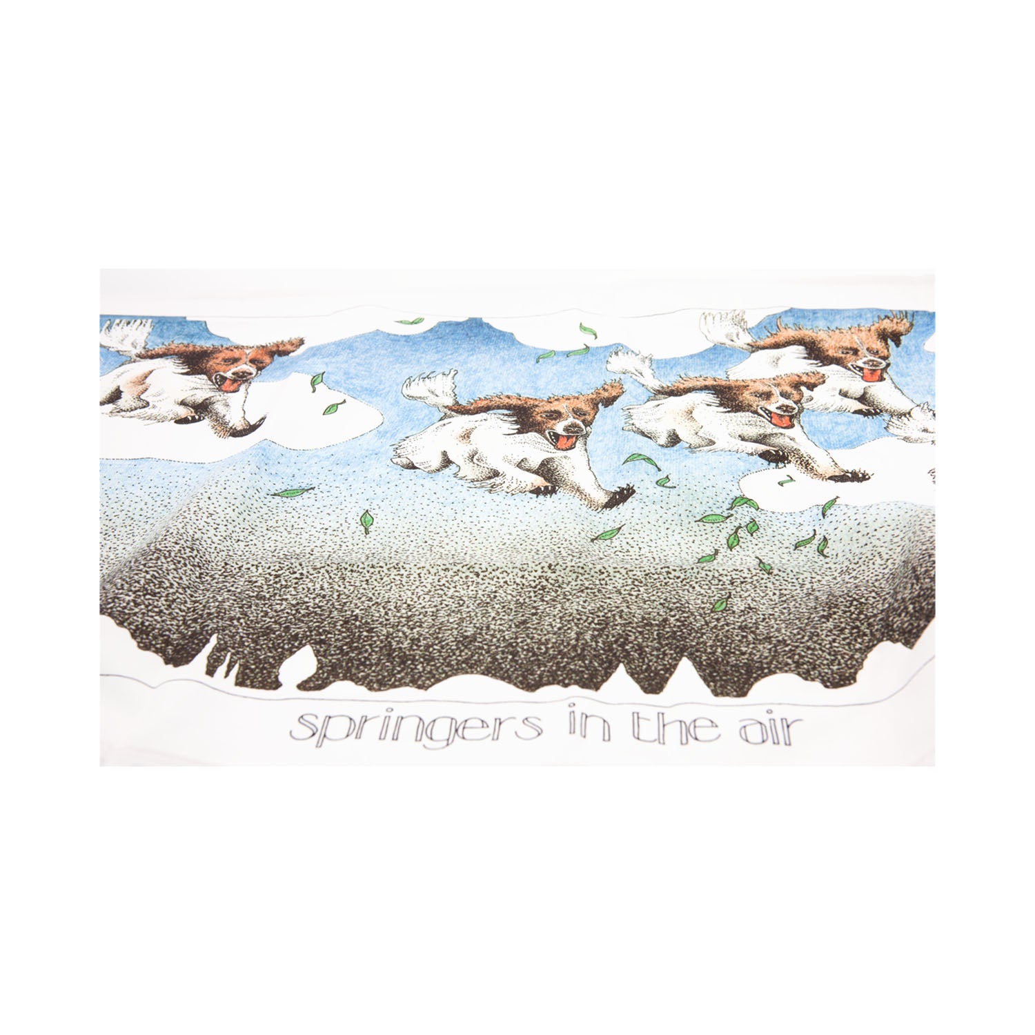 Dog Lover Cards, Gifts and merchandise available at Dog Krazy Gifts - Springers In The Air Tea Towel - Part of the Simon Drew dog collection available from DogKrazyGifts.co uk