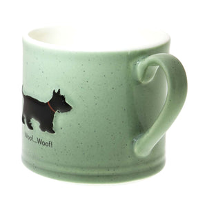 Dog Lover Gifts – Bailey & Friends shabby chic black Scottie Dog – 150ml espresso mug. Part of the Bailey & Friends range of mugs available from Dog Krazy Gifts