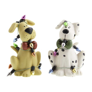 Dog Krazy Gifts -Pair of dogs tangled in Xmas Tree Lights part of our Christmas range