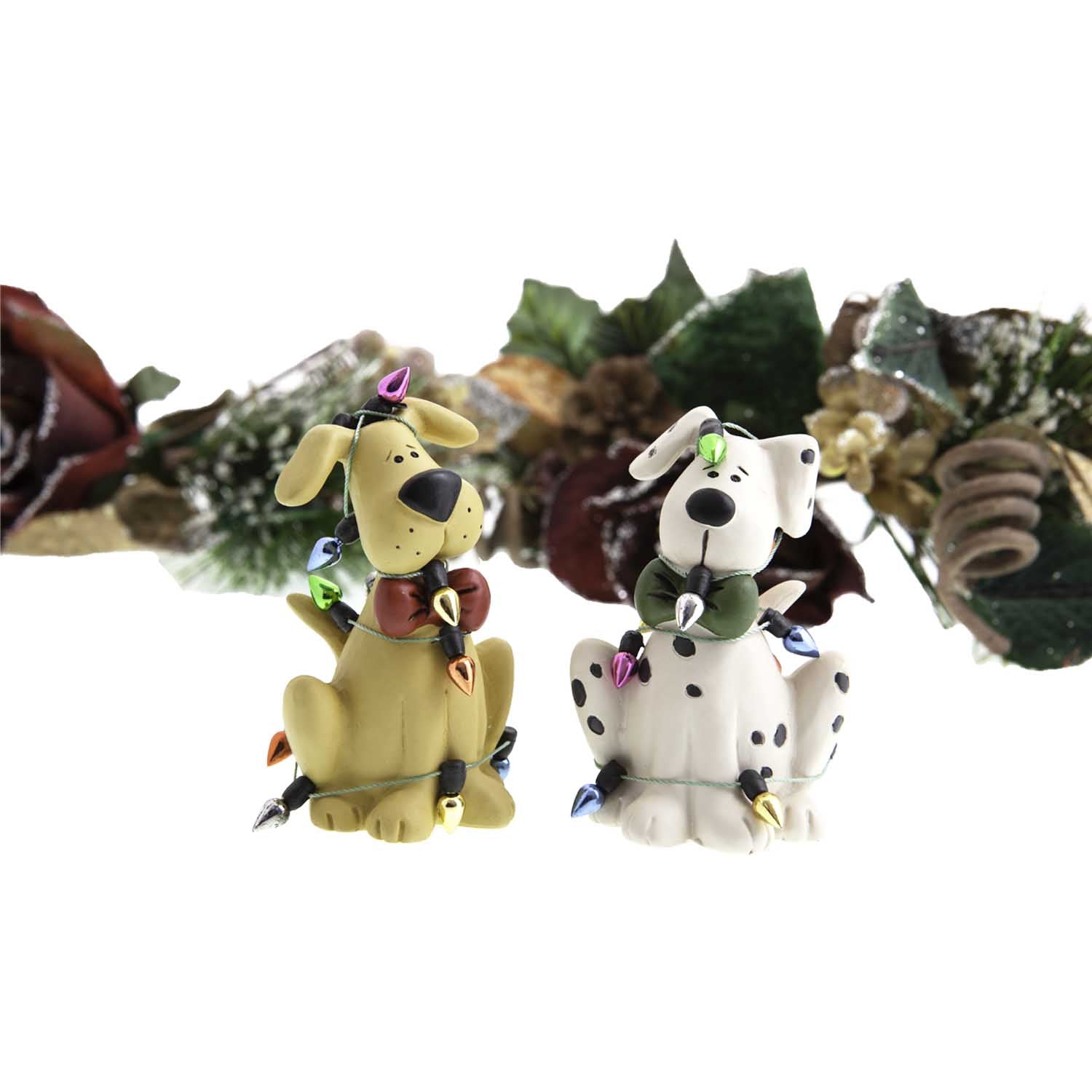 Dog Krazy Gifts -Pair of dogs tangled in Xmas Tree Lights part of our Christmas range