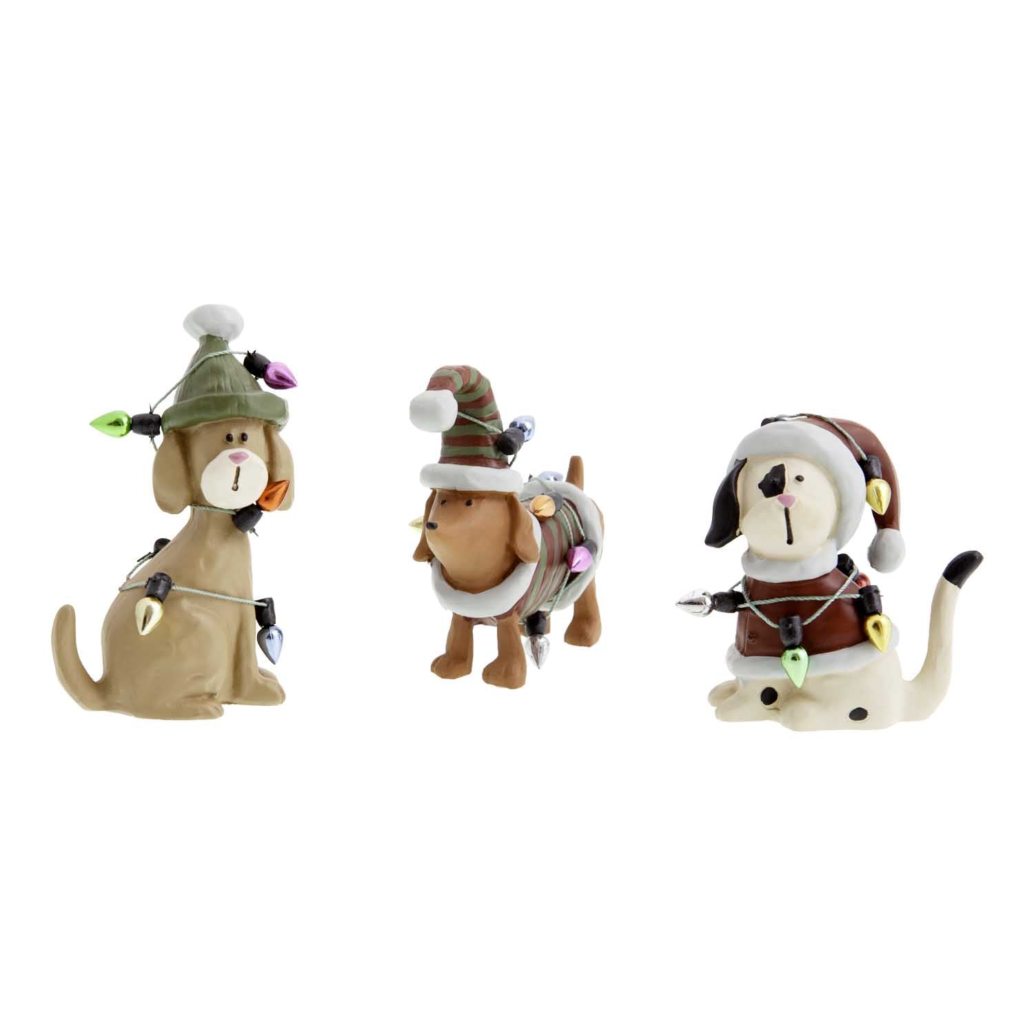 Dog Krazy Gifts - 3 dogs tangled in Xmas tree lights part of our Christmas range