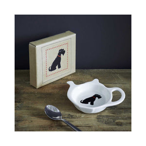 Dog Lover Gifts available at Dog Krazy Gifts - Ernie The Black Schnauzer Teabag Dish - part of the Sweet William range available from Dog Krazy Gifts