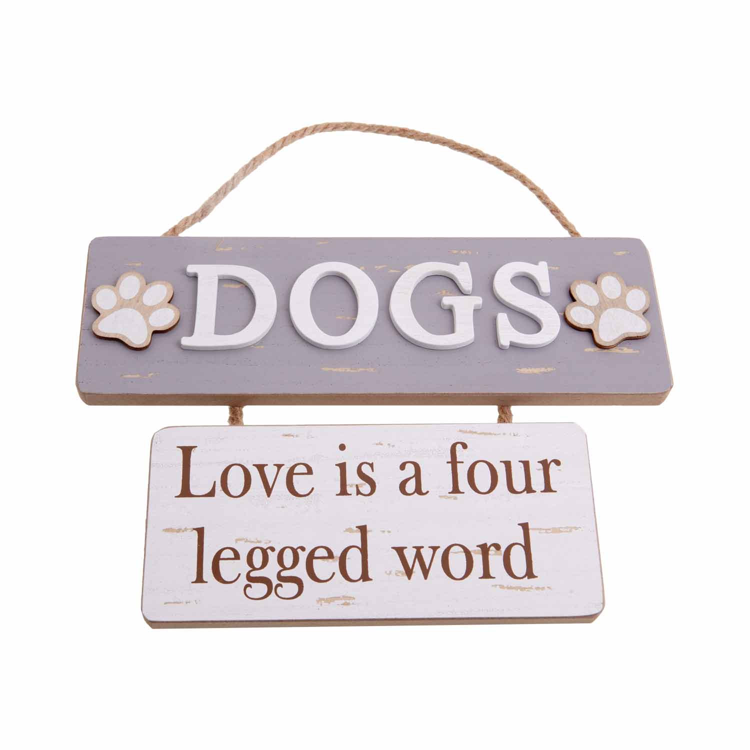 Dog Krazy Gifts - Dog, Love Is A Four Legged Word Boardwalk Style Sign, Part Of The Wide Range of Dog Signs available from DogKrazyGifts.co.uk