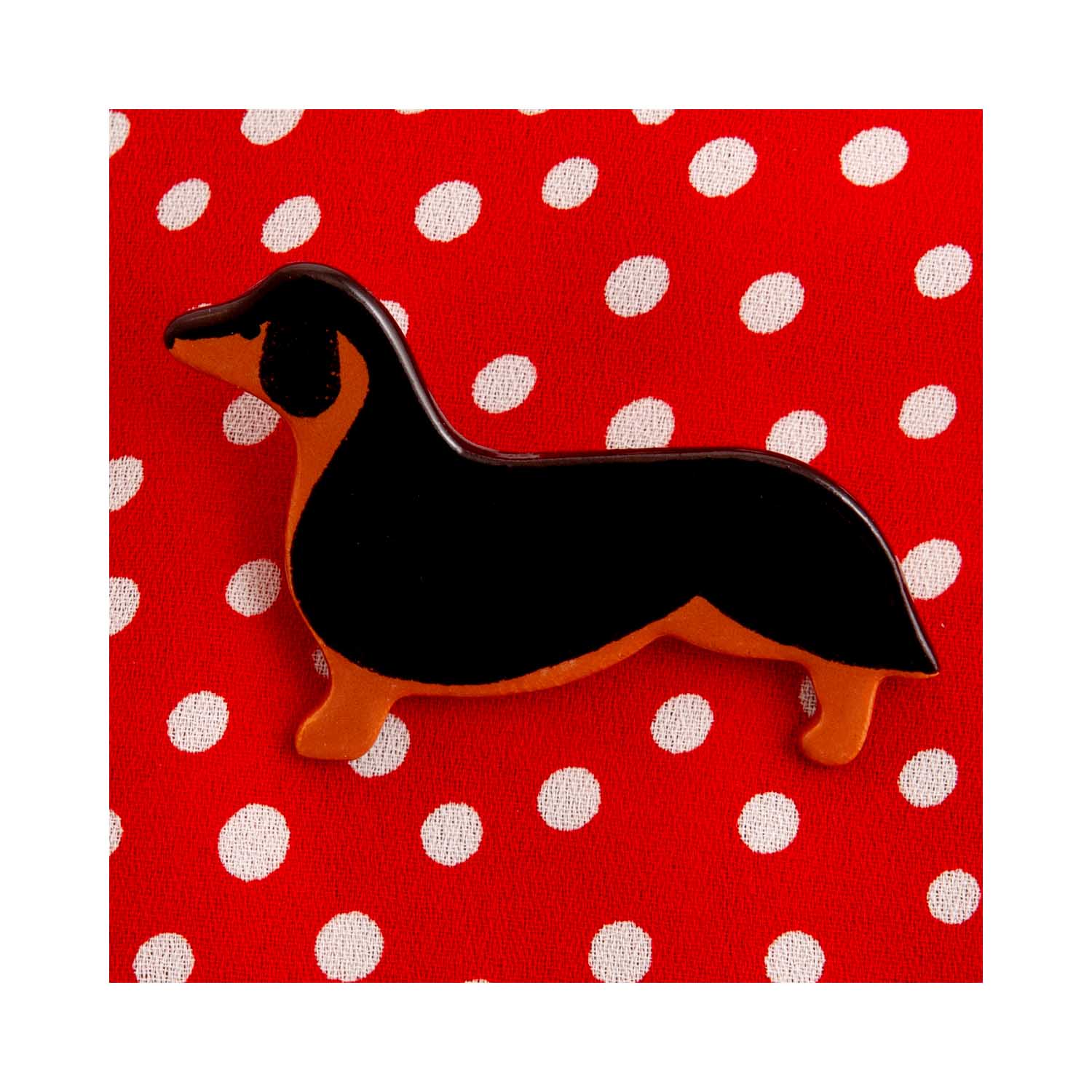 Dog Lover Gifts available at Dog Krazy Gifts – Ceramic Dachshund Brooch by Mary Goldberg of Stockwell Ceramics, Just Part Of Our Collection Of Dachsie Themed Gifts, Available At www.dogkrazygifts.co.uk